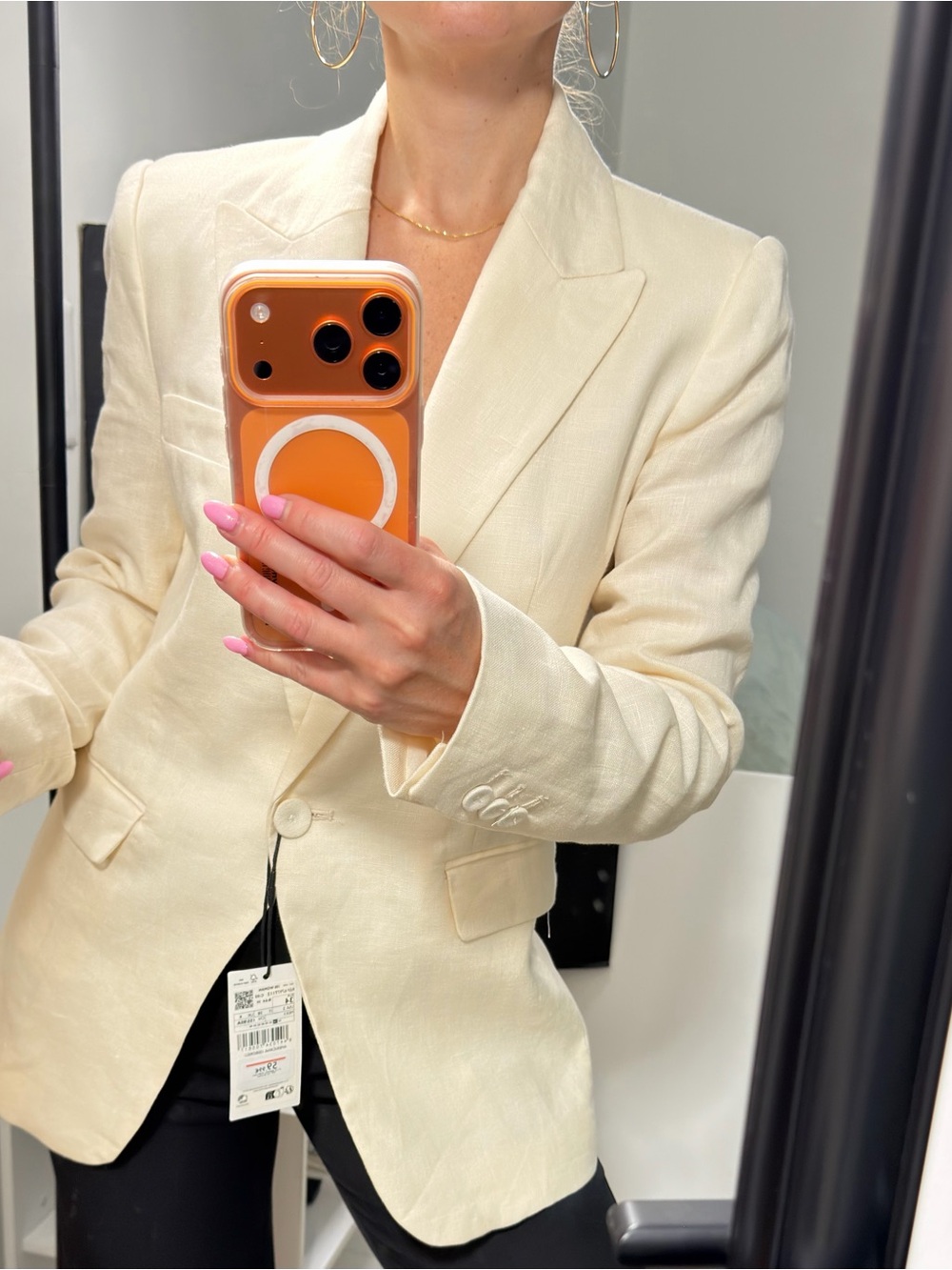 Mango Cream Single-Button Tailored Blazer NEW